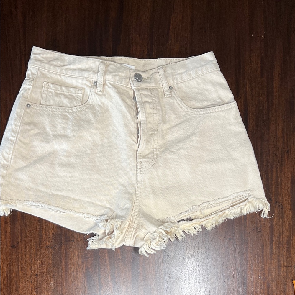 Women's High-Rise White Denim Cutoff Shorts